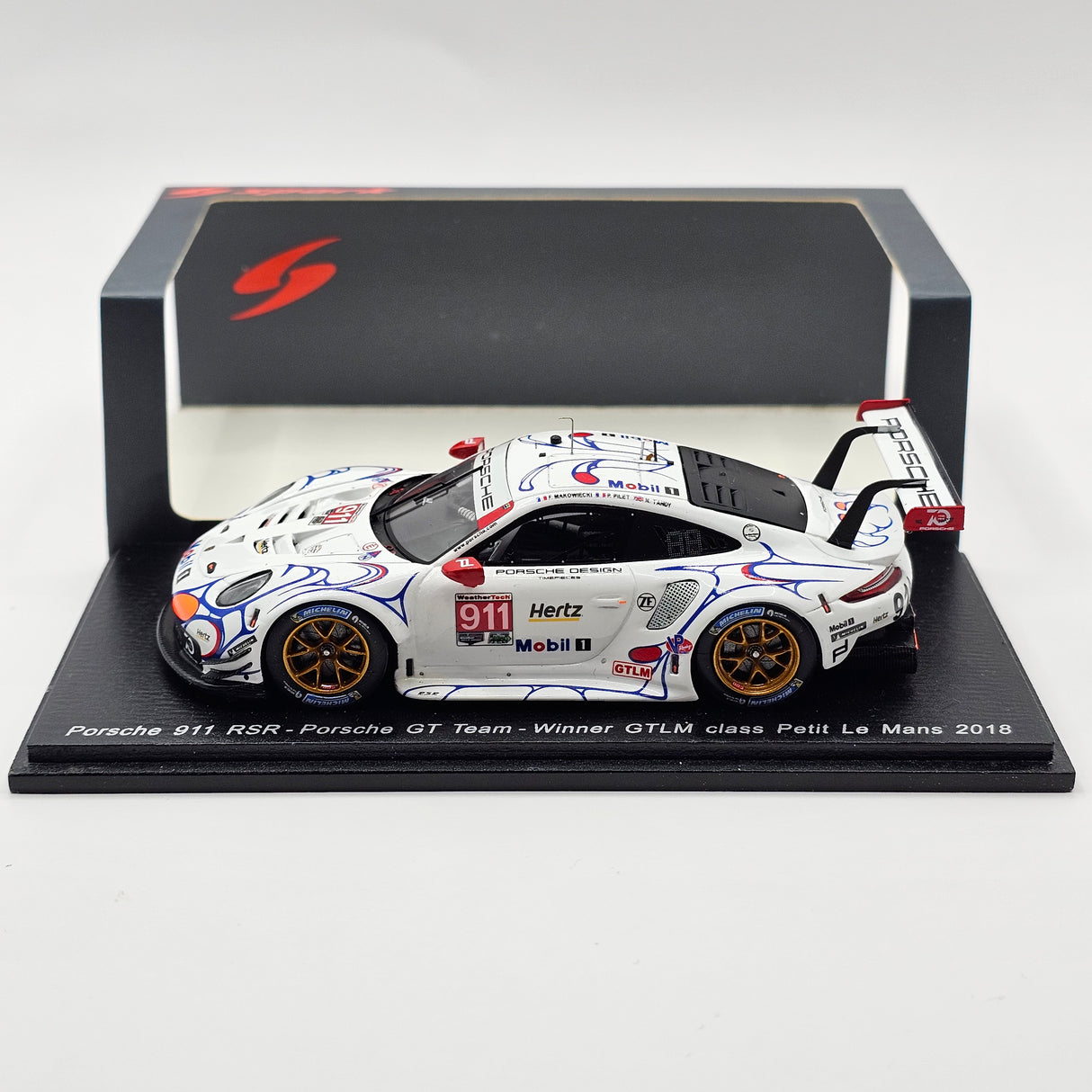 Spark Porsche 911 RSR #911 Porsche GT Team GTLM Winner Petit Le Mans 2018 1/43 Scale