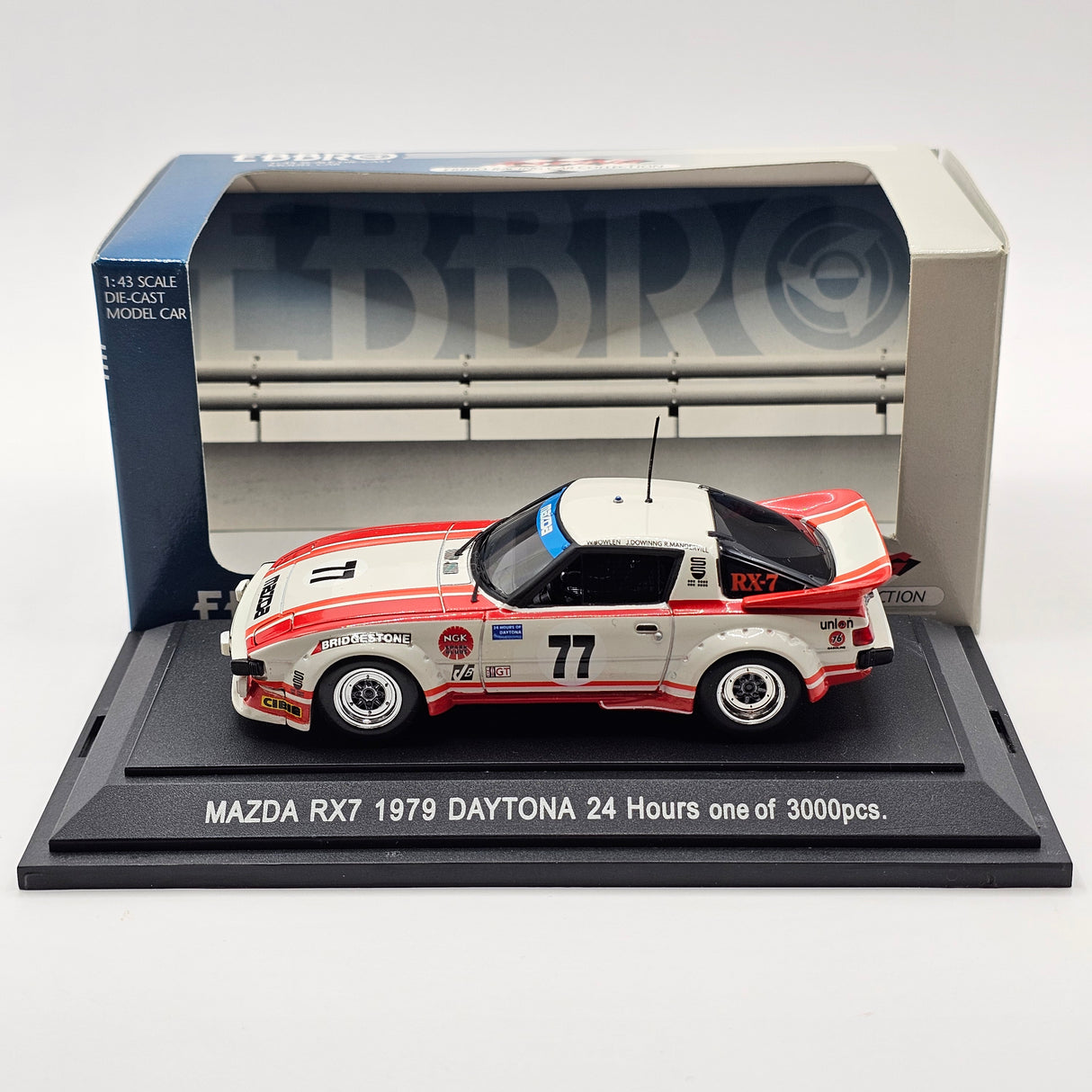EBBRO Mazda RX-7 Savanna #77 Mazda Technical Daytona 24Hrs 1979 1/43 Scale