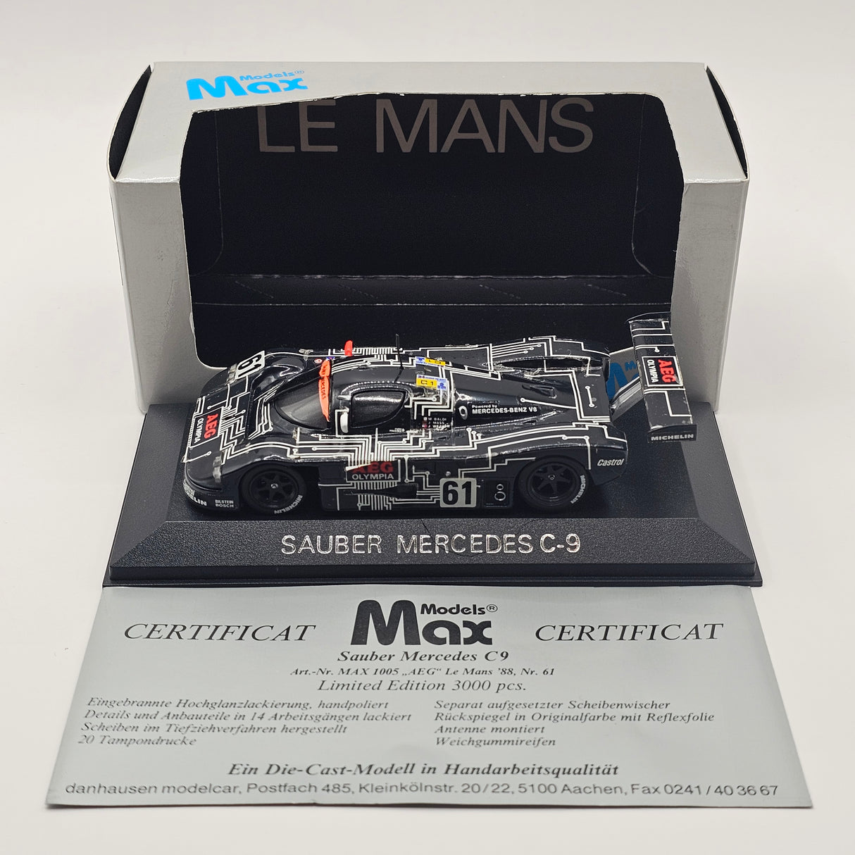 Max Models Mercedes Sauber C9 #61 AEG Le Mans 24Hrs 1988 1/43 Scale
