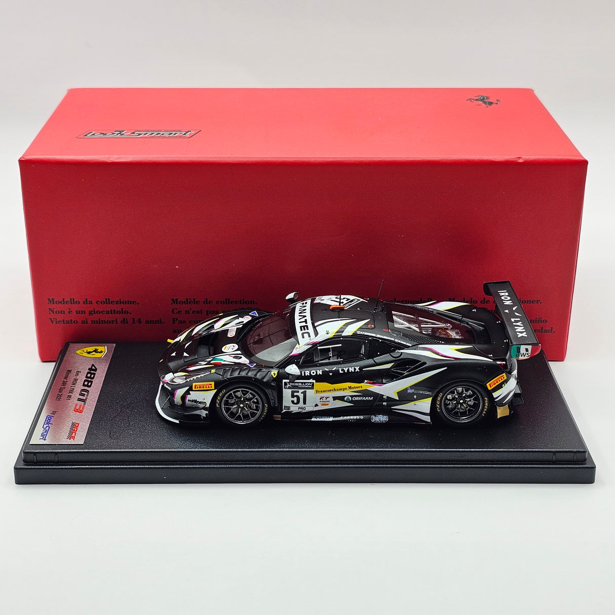 Looksmart Ferrari 488 GT3 EVO #51 Iron Lynx Winner 24Hrs Spa 2021 1/43 Scale