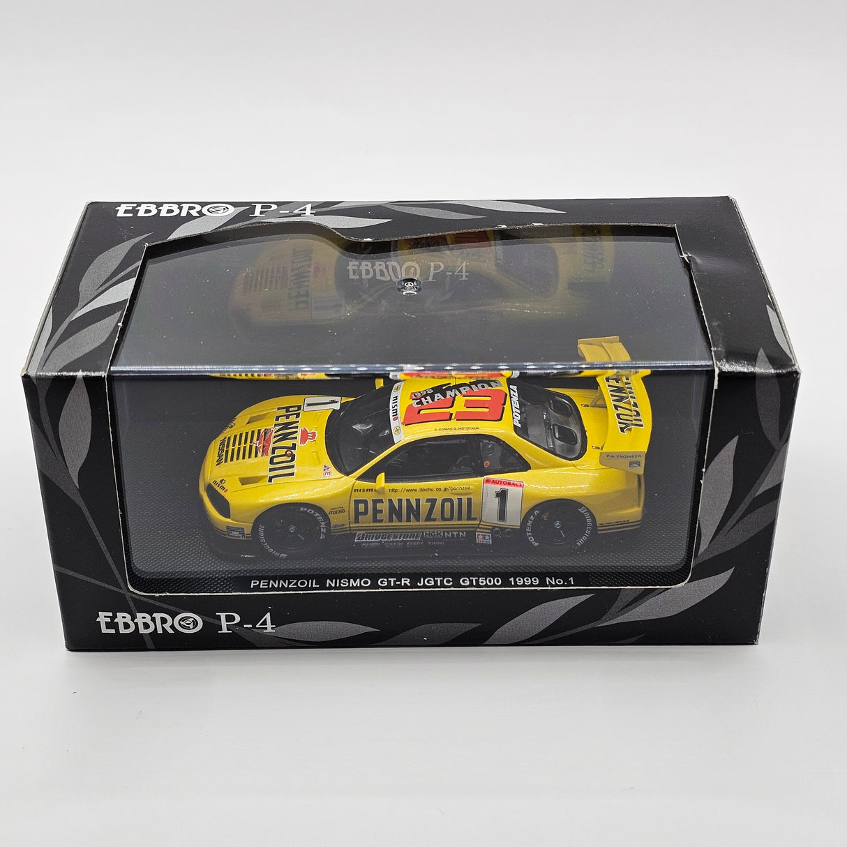 EBBRO P4 Nissan Skyline R34 GT-R #1 Pennzoil JGTC GT500 1999 Champions 1/43 Scale