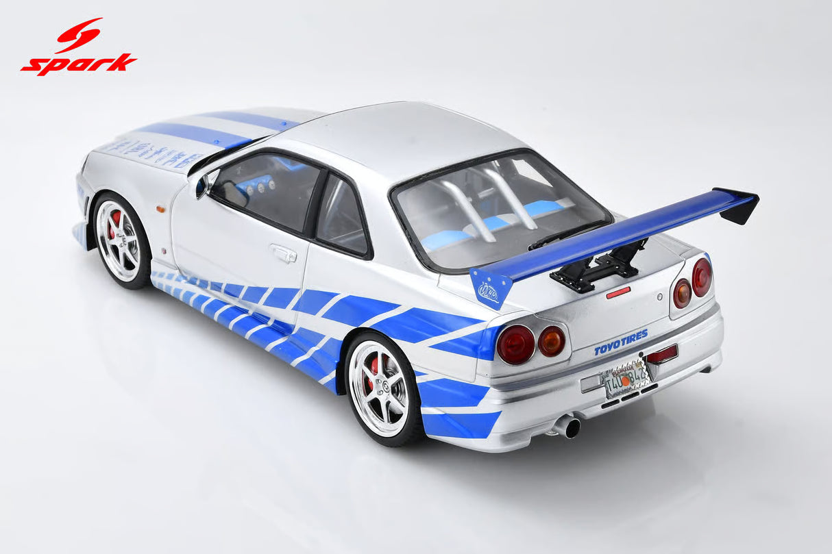 Spark Nissan Skyline GT-R R34 '25 Years of Fast & Furious' Special Edition 1/18 Scale