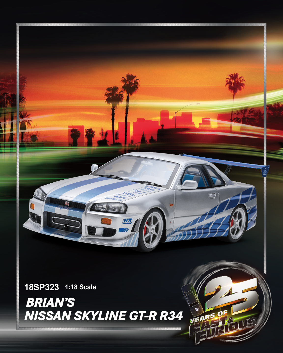 Spark Nissan Skyline GT-R R34 '25 Years of Fast & Furious' Special Edition 1/18 Scale