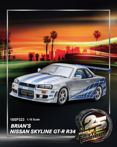 Spark Nissan Skyline GT-R R34 '25 Years of Fast & Furious' Special Edition 1/18 Scale