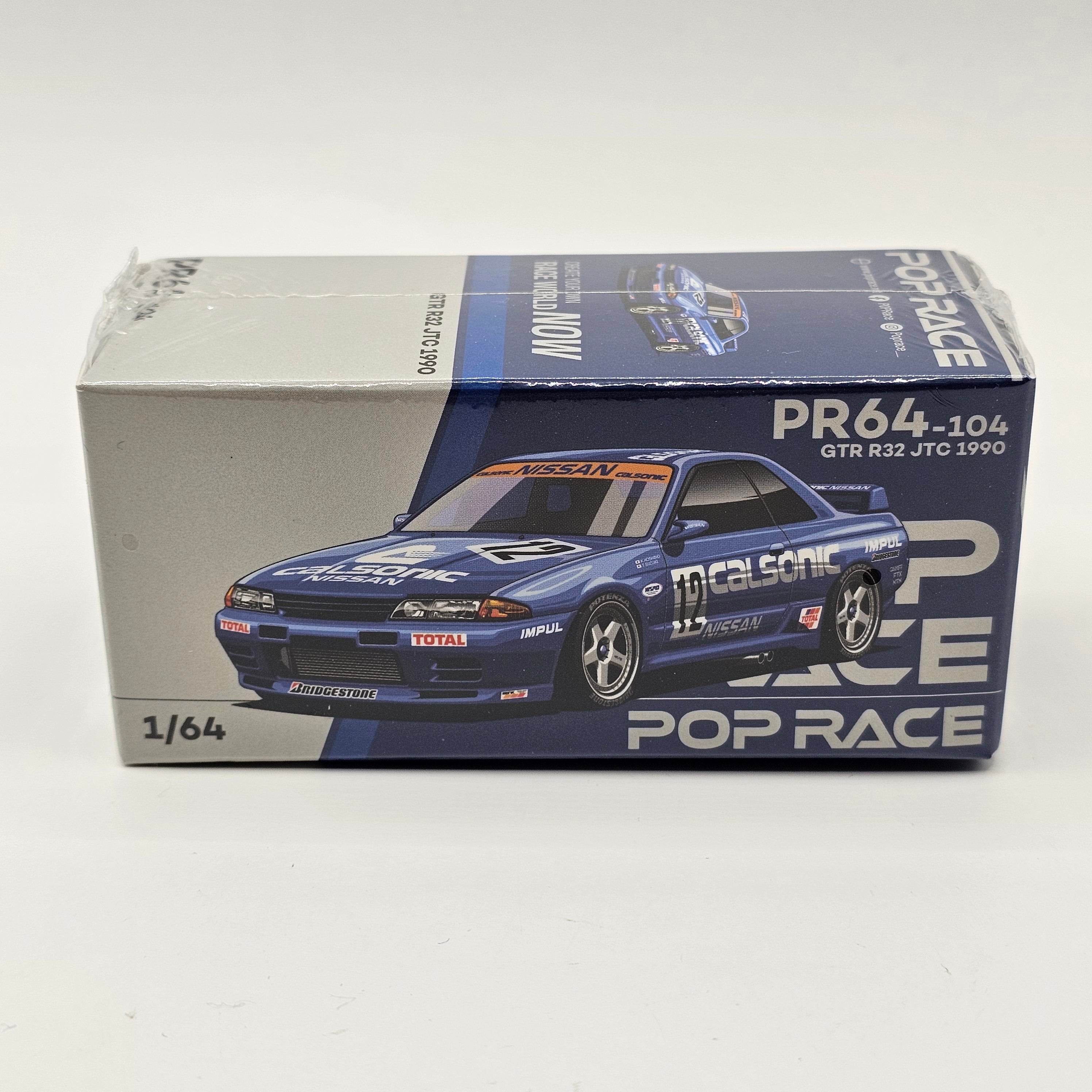 Pop Race Nissan Skyline GT-R R32 JTC 1990 Calsonic 1/64 Scale