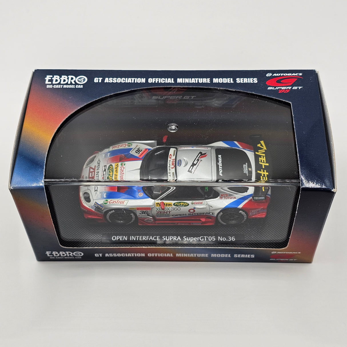 EBBRO Toyota Supra #36 Open Interface Tom's Super GT GT500 2005 1/43 Scale