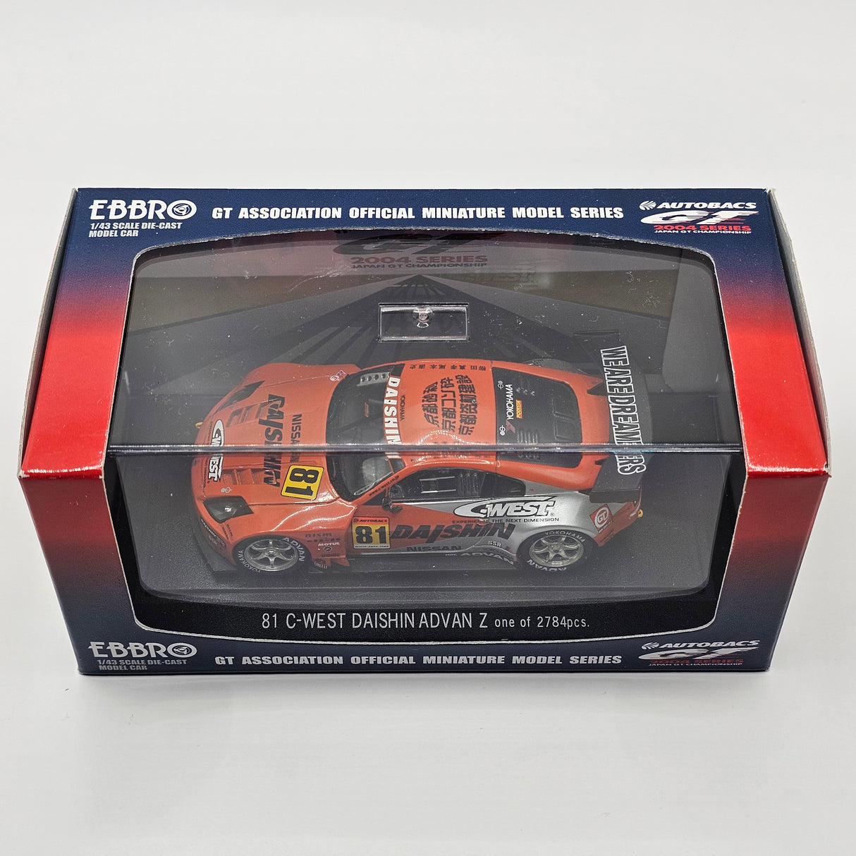 EBBRO Nissan Z #81 Team Daishin C-West Advan JGTC 2004 GT300 1/43 Scale