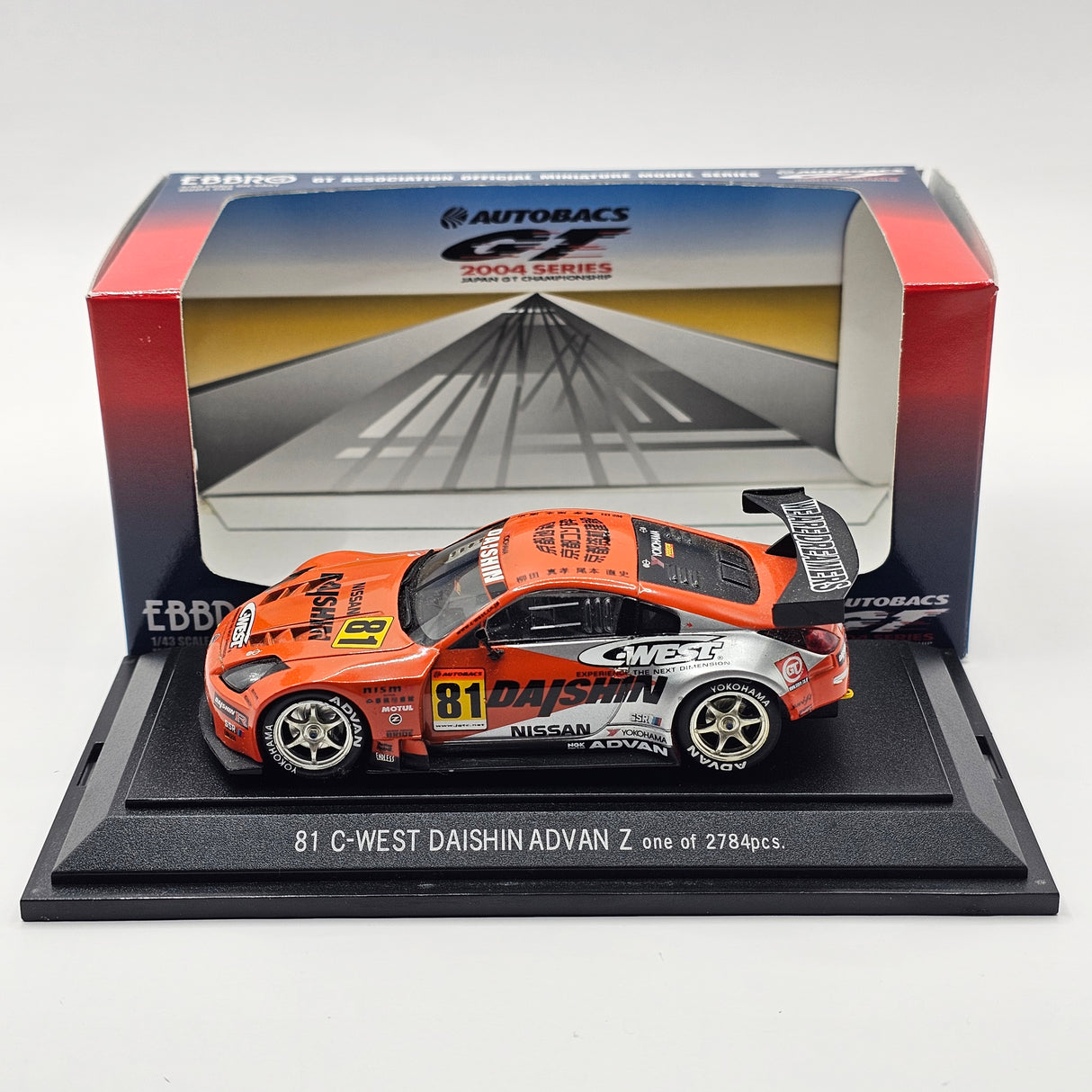 EBBRO Nissan Z #81 Team Daishin C-West Advan JGTC 2004 GT300 1/43 Scale