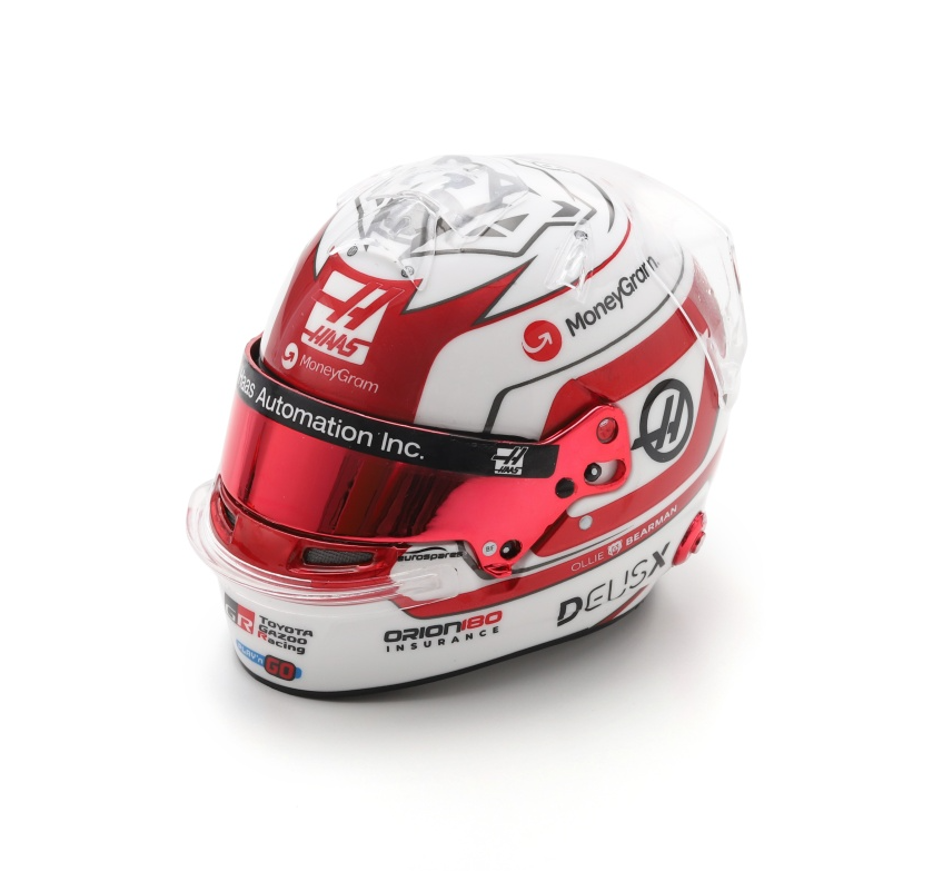 Spark Ollie Bearman MoneyGram Haas F1 Team Monaco F1 GP 2025 Helmet 1/5 Scale