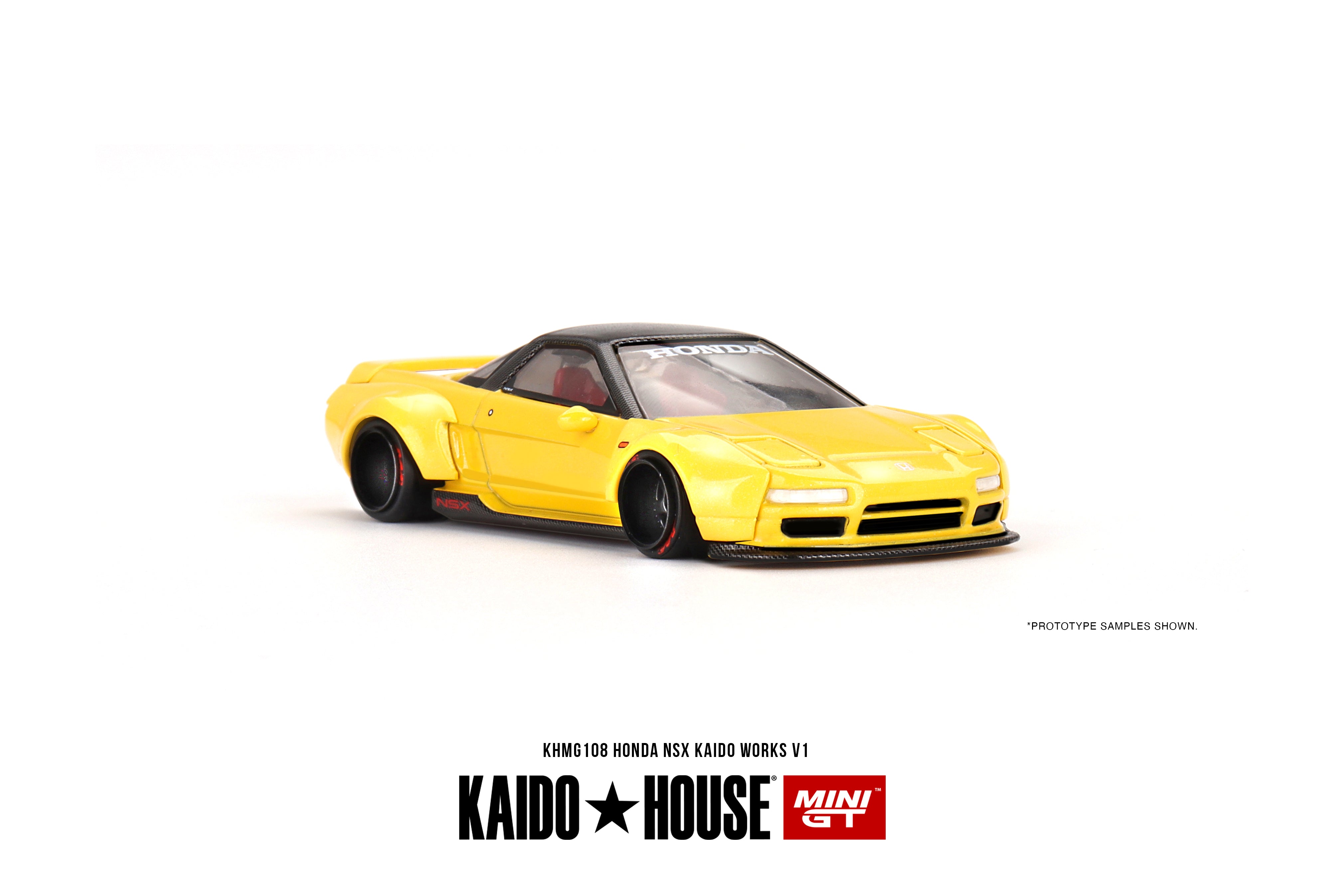 Mini GT x Kaido House Honda NSX Kaido Works V1 Yellow 1/64 Scale