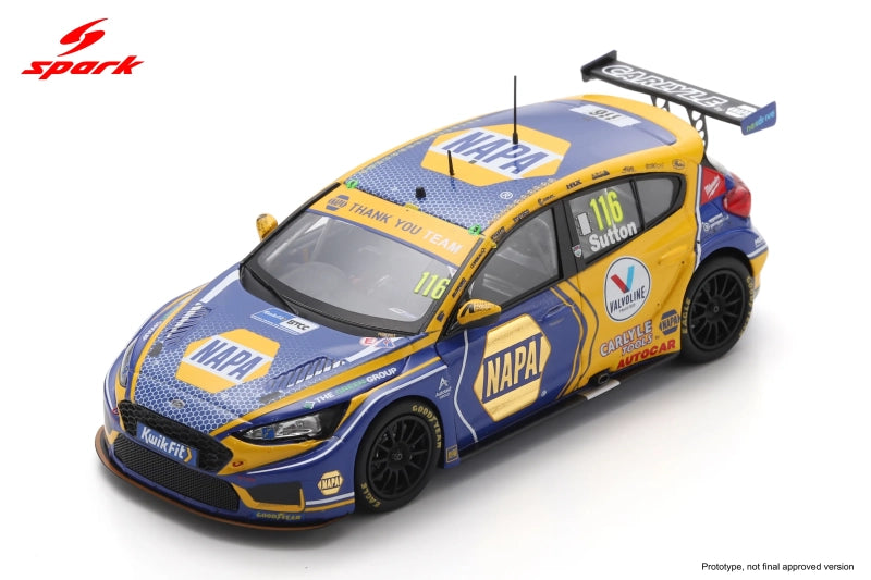 Spark Ford Focus BTCC #116 Ashley Sutton NAPA Racing 2023 Champion 1/43 Scale UK043