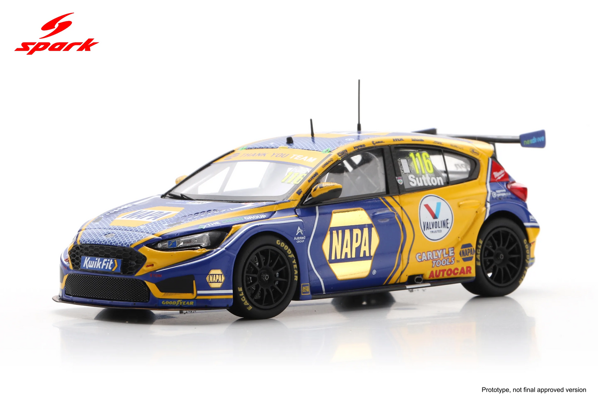 Spark Ford Focus BTCC #116 Ashley Sutton NAPA Racing 2023 Champion 1/43 Scale UK043