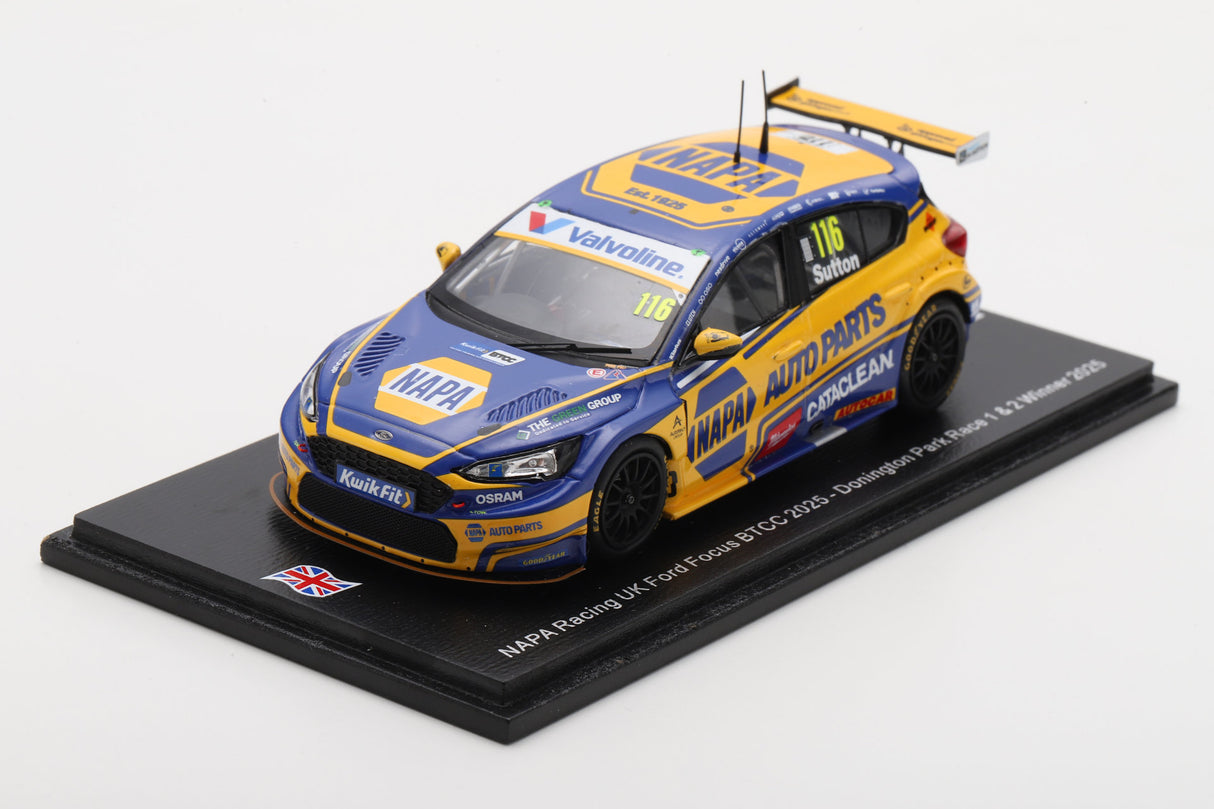 Spark Ford Focus #116 Ashley Sutton BTCC 2025 Donington Park Race 1 & 2 Winner 1/43 Scale UK026