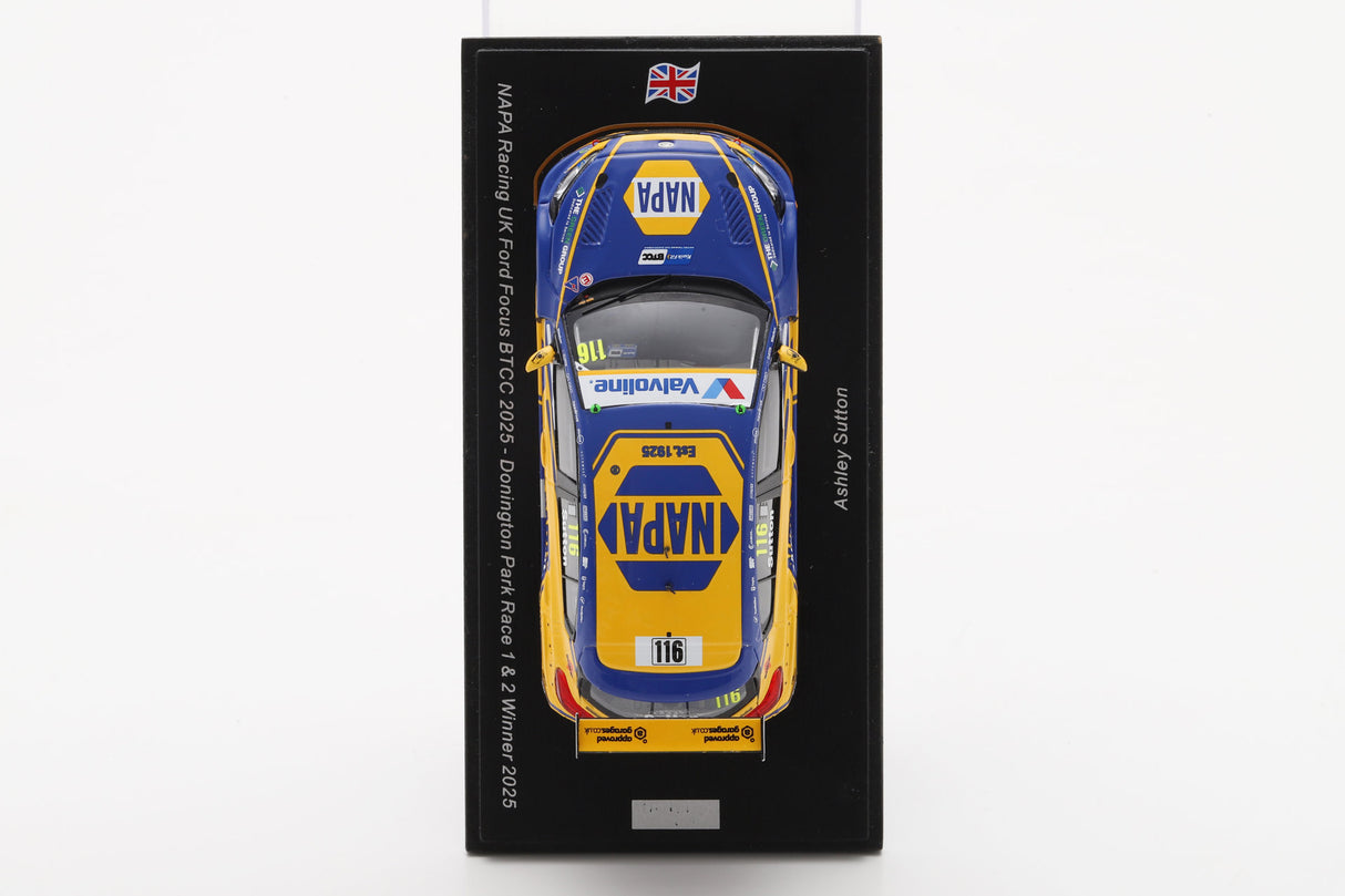 Spark Ford Focus #116 Ashley Sutton BTCC 2025 Donington Park Race 1 & 2 Winner 1/43 Scale UK026