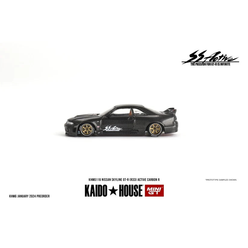 Mini GT x Kaido House Nissan Skyline GT-R (R33) Active Carbon R 1/64 Scale MGTKHMG116