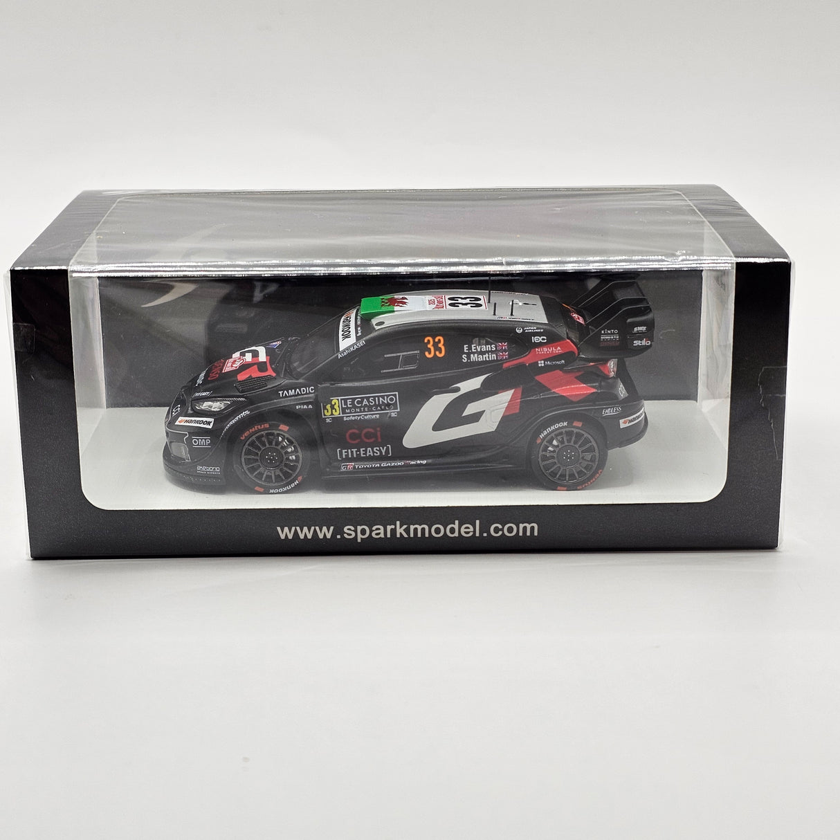 Spark Toyota GR Yaris Rally1 #33 Evans/Martin 2nd Rally Monte Carlo 2025 1/43 Scale