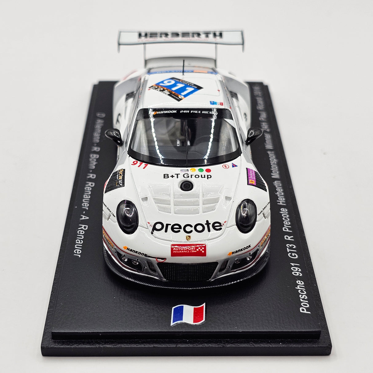 Spark Porsche 991 GT3R #911 Precote Herberth Winner 24Hrs Paul Ricard 2016 1/43 Scale