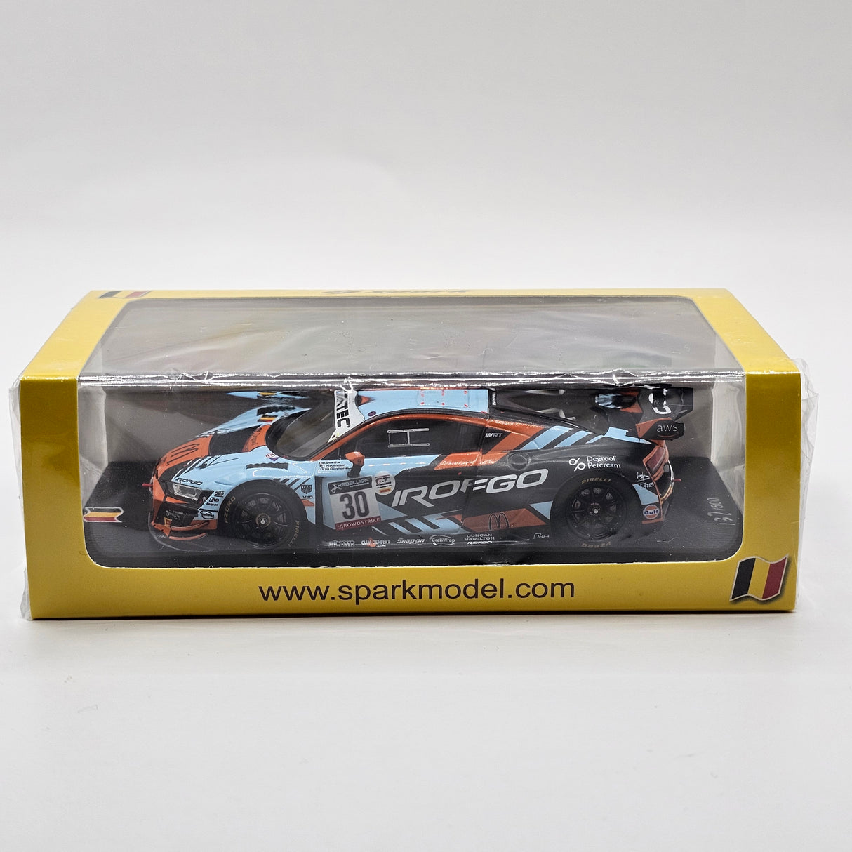 Spark Audi R8 LMS GT3 #30 ROFGO WRT 24Hrs Spa 2022 Silver Winner 1/43 Scale