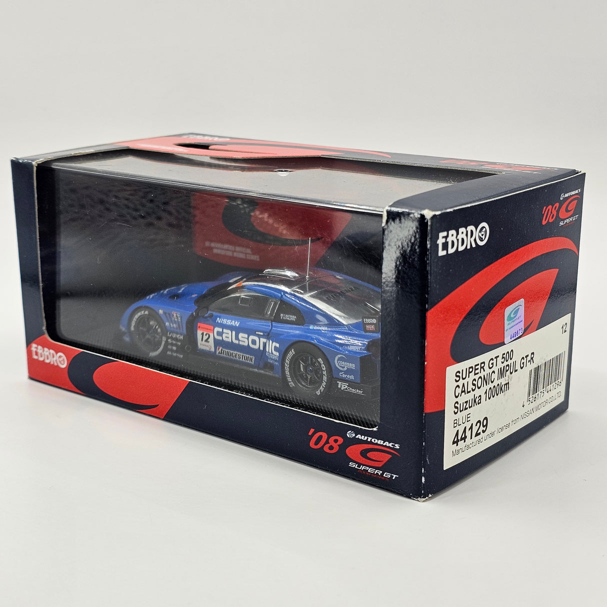 EBBRO Nissan GT-R #12 Calsonic Impul Super GT GT500 Suzuka 1000KM 2008 1/43 Scale