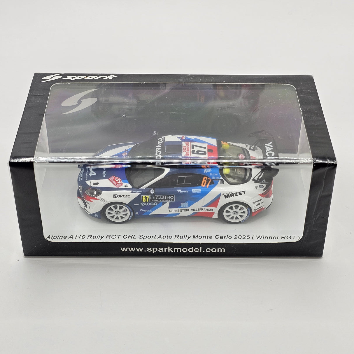 Spark Alpine A110 Rally RGT #67 CHL Sport Auto Rally Monte Carlo 2025 (Winner RGT) 1/43 Scale