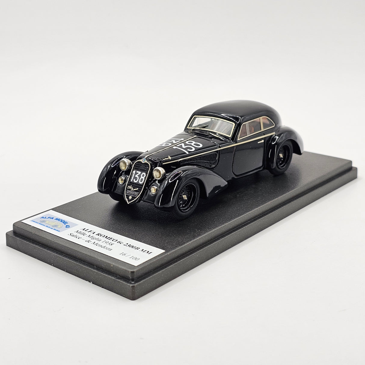 ALFAMODEL Alfa Romeo 6C 2300B MM #138 Salice / Mendoza Mille Miglia 1938 1/43 Scale