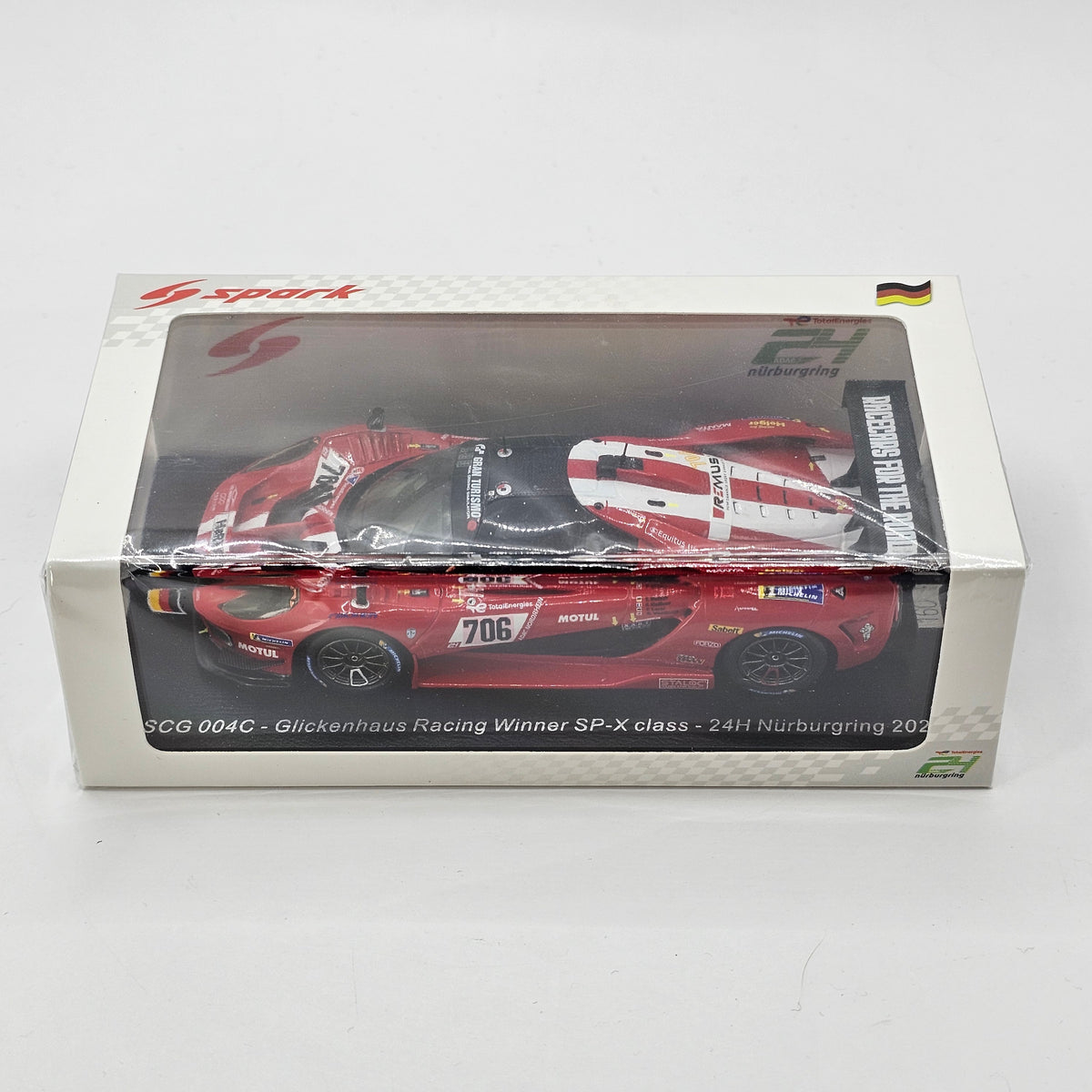 Spark SCG 004C #706 Glickenhaus Racing SP-X Winner 24Hrs Nurburgring 2022 1/43 Scale