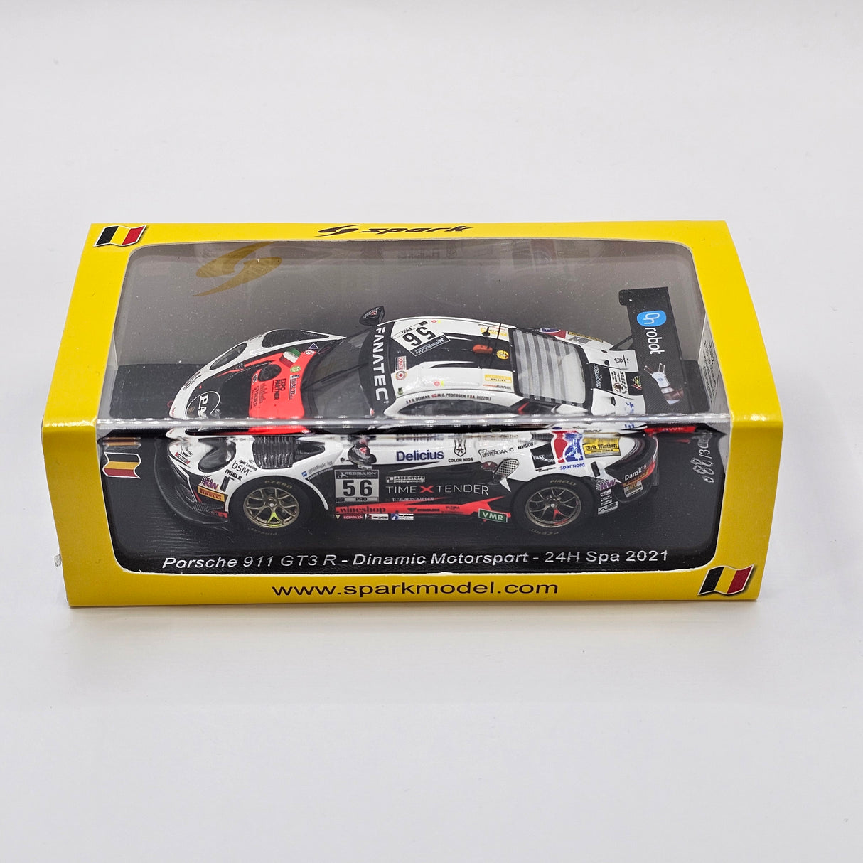 Spark Porsche 911 GT3R #56 Dinamic Motorsport 24Hrs Spa 2021 1/43 Scale SB475