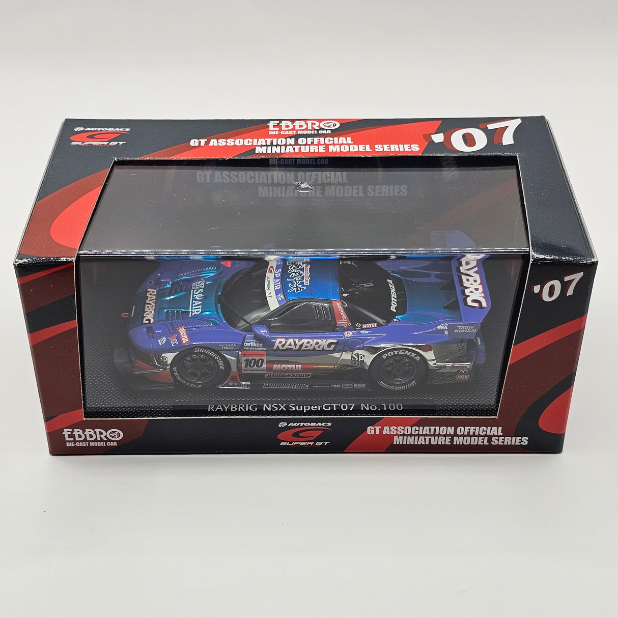 EBBRO Honda NSX GT500 #100 Raybrig Team Kunimitsu Super GT 2007 1/43 Scale