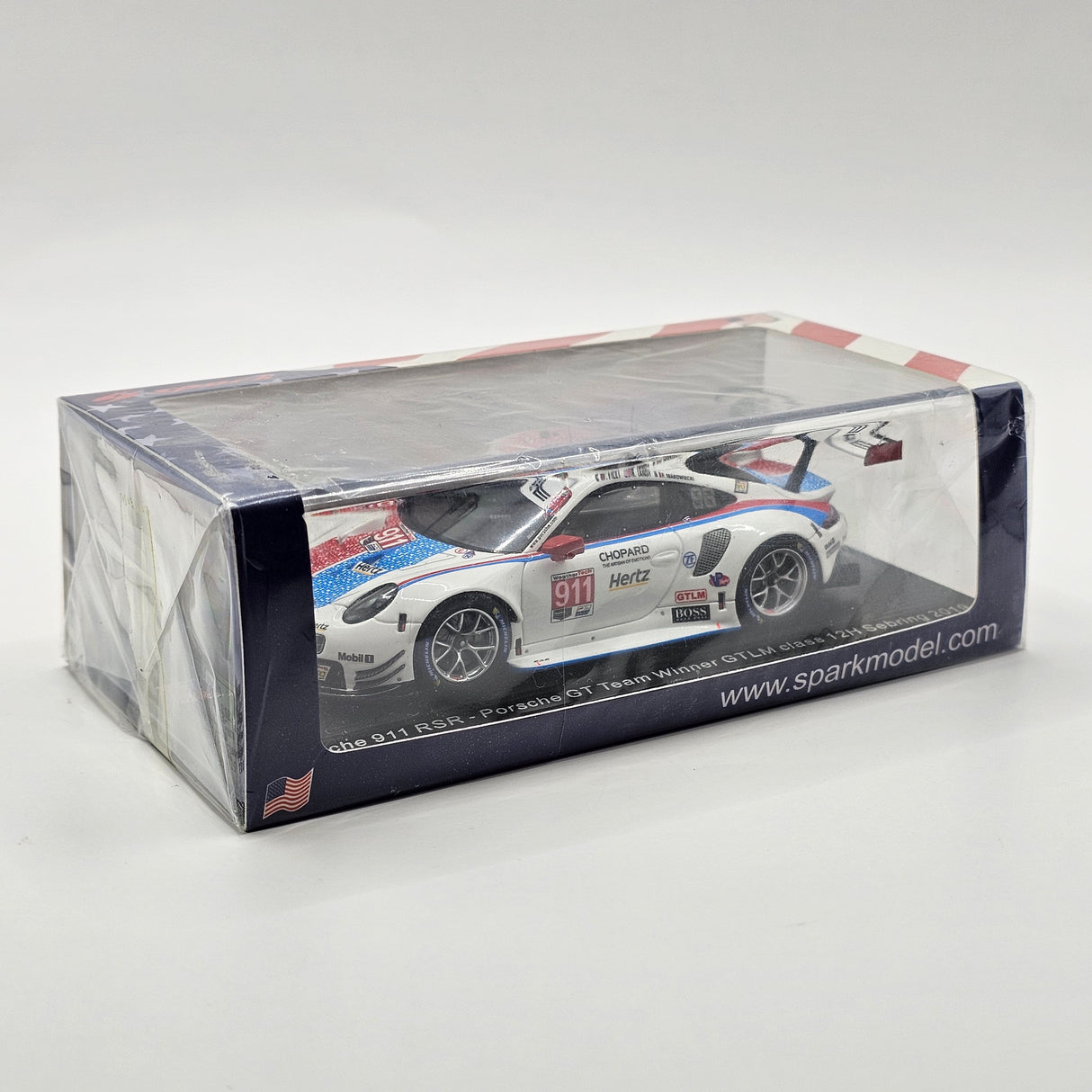 Spark Porsche 911 RSR #911 Porsche Team Winner GTLM 12Hrs Sebring 2019 1/43 Scale