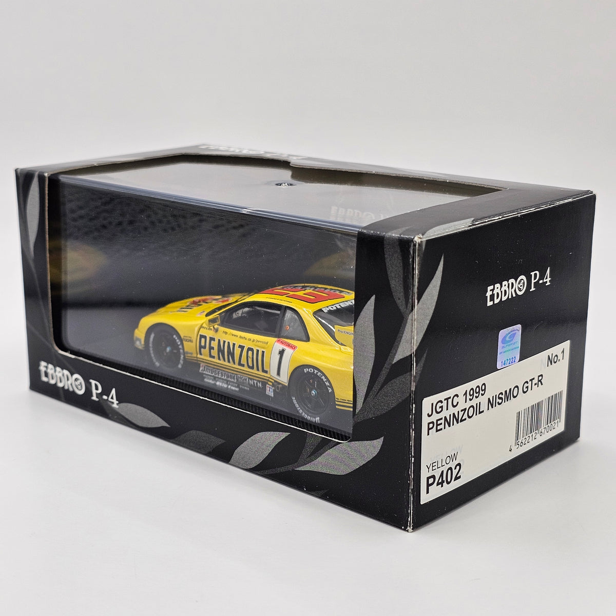 EBBRO P4 Nissan Skyline R34 GT-R #1 Pennzoil JGTC GT500 1999 Champions 1/43 Scale