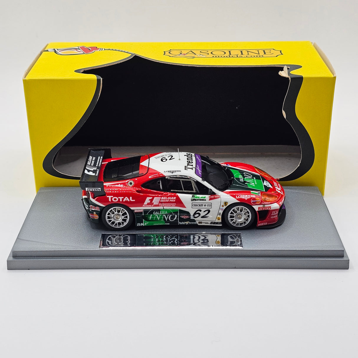 BBR Gasoline Ferrari 360 Modena GTC #62 G.P.C 24Hrs Spa 2004 1/43 Scale