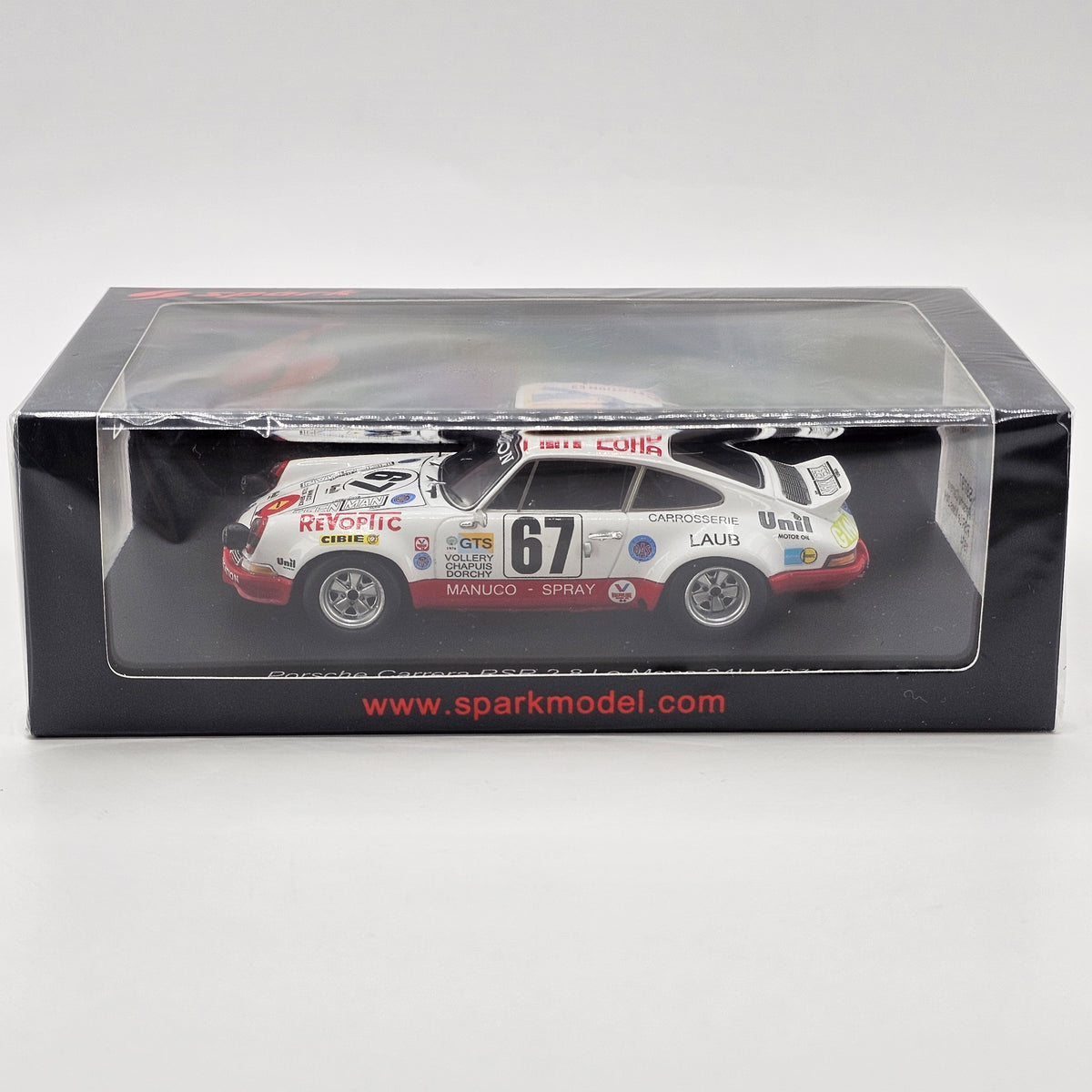 Spark Porsche 911 Carrera RSR #67 Porsche Club Romand 24Hrs Le Mans 1974 1/43 Scale