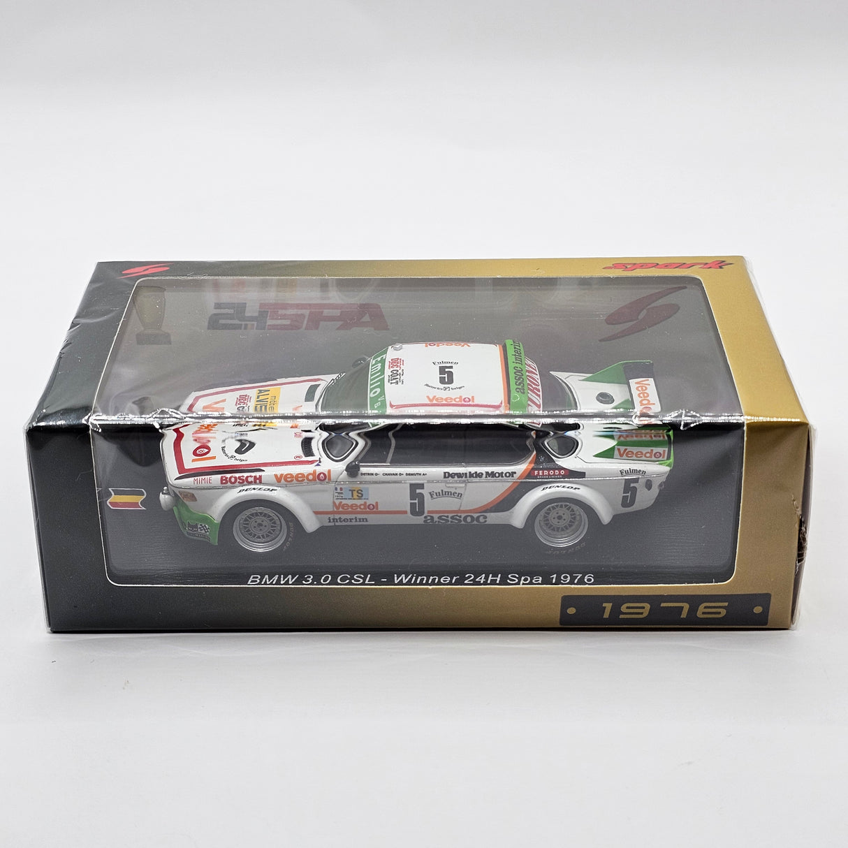 Spark BMW 3.0 CSL #5 Ecurie Jemeda Winner 24 Hours of Spa 1976 1/43 Scale 43SPA1976