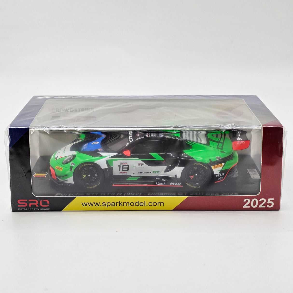Spark Porsche 911 GT3 R (992) #18 Dinamic GT 24Hrs Spa 2025 1/43 Scale
