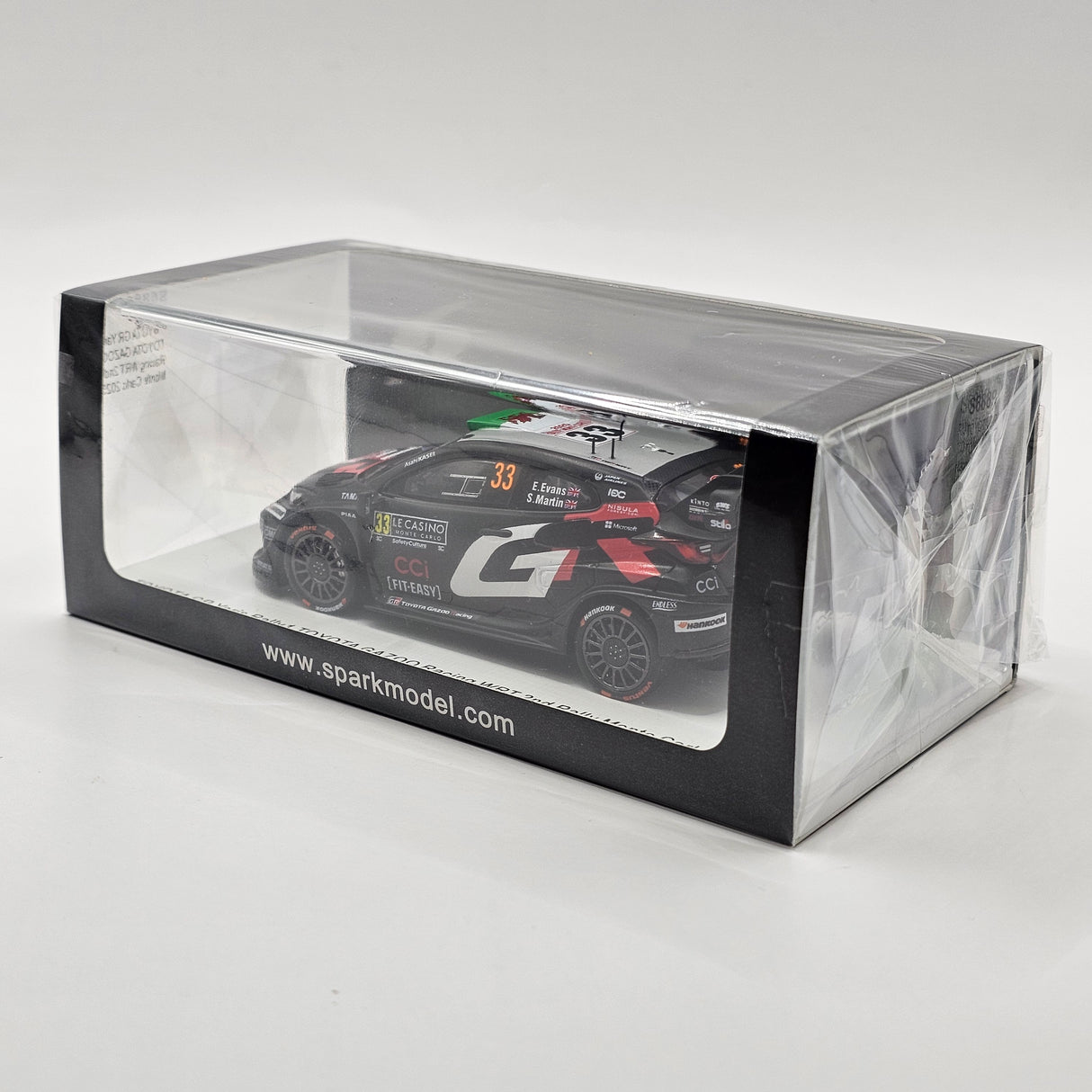 Spark Toyota GR Yaris Rally1 #33 Evans/Martin 2nd Rally Monte Carlo 2025 1/43 Scale