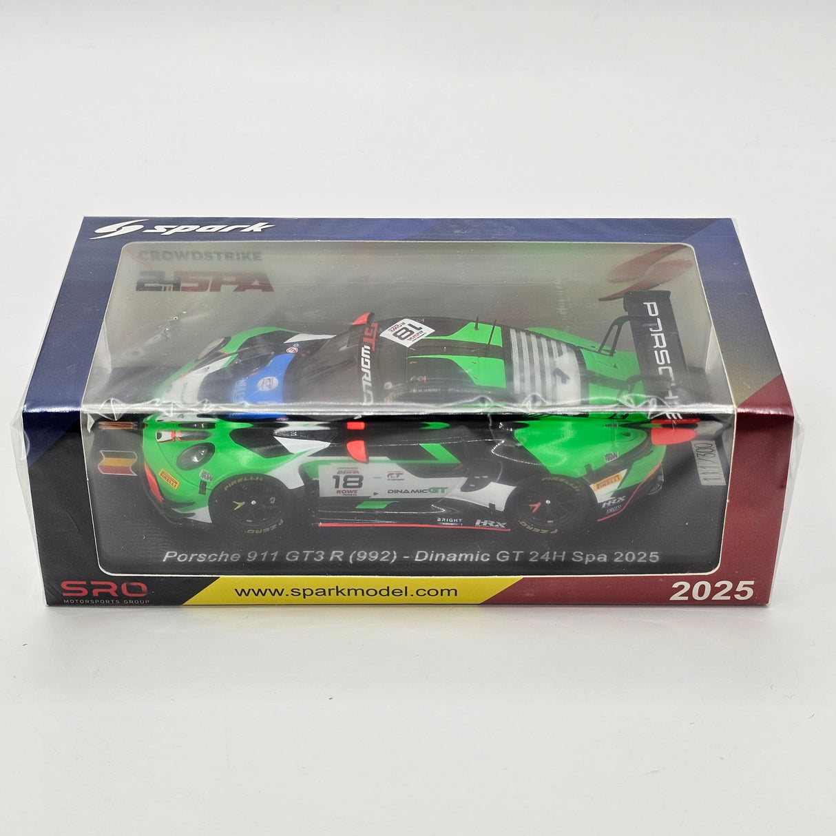Spark Porsche 911 GT3 R (992) #18 Dinamic GT 24Hrs Spa 2025 1/43 Scale