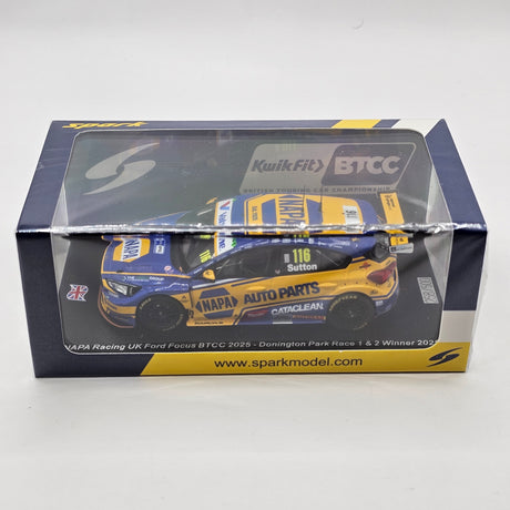 Spark Ford Focus #116 Ashley Sutton BTCC 2025 Donington Park Race 1 & 2 Winner 1/43 Scale UK026
