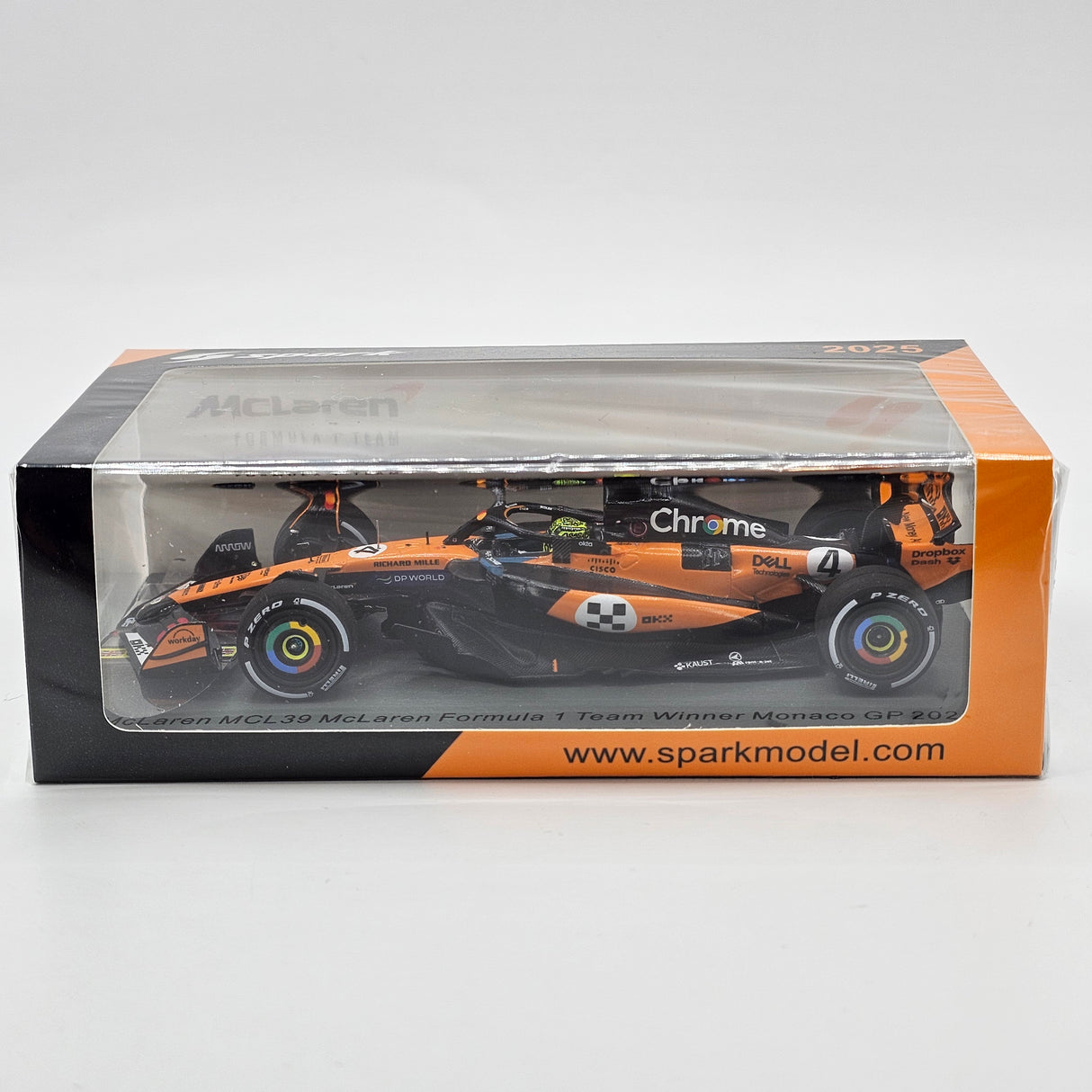 Spark McLaren MCL39 #4 Lando Norris Monaco F1 GP 2025 Winner 1/43 Scale S9622