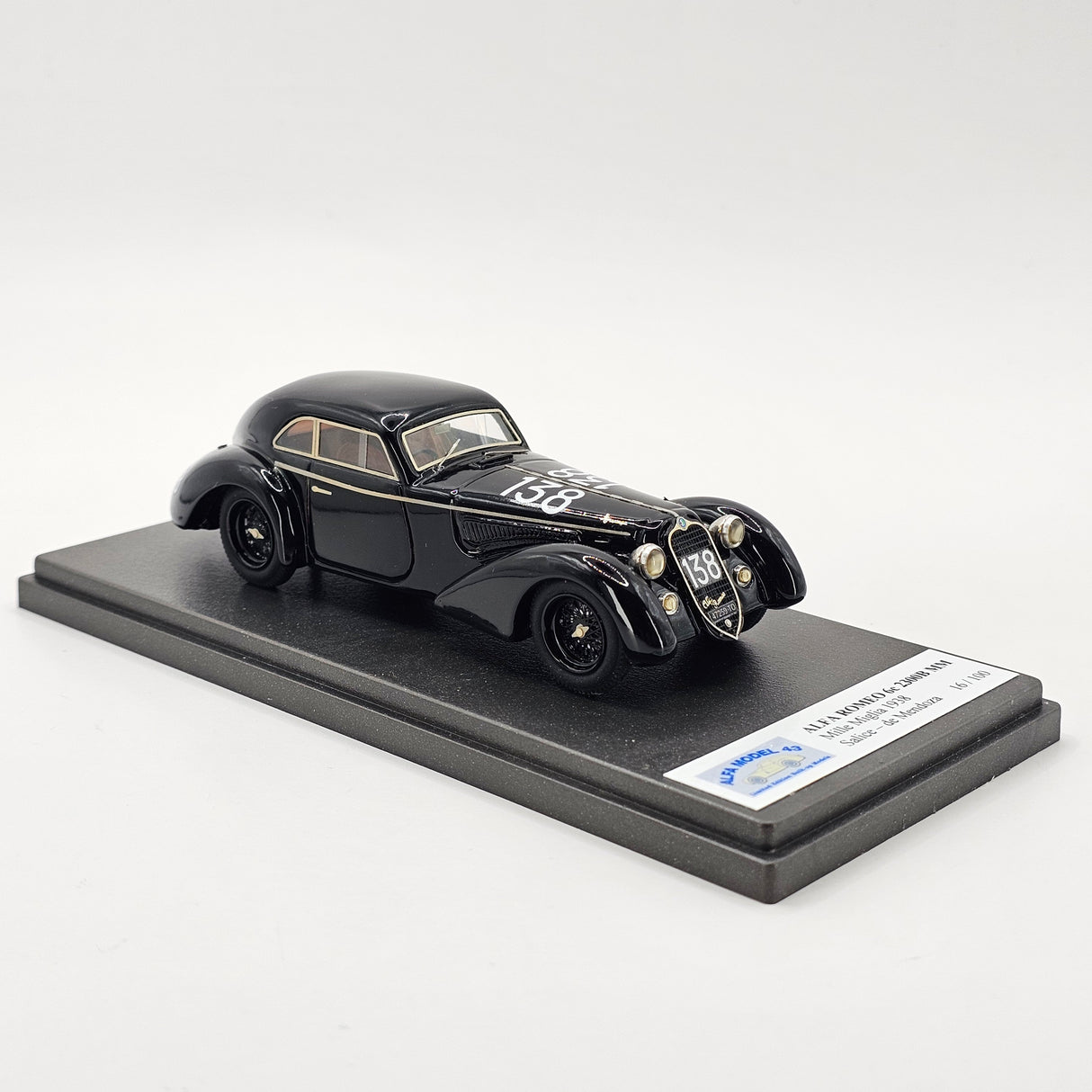 ALFAMODEL Alfa Romeo 6C 2300B MM #138 Salice / Mendoza Mille Miglia 1938 1/43 Scale
