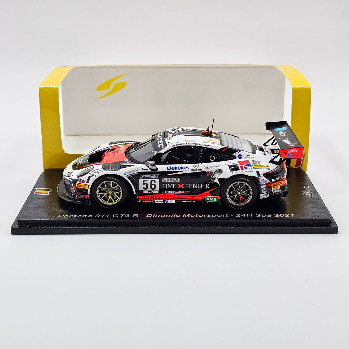 Spark Porsche 911 GT3R #56 Dinamic Motorsport 24Hrs Spa 2021 1/43 Scale SB475